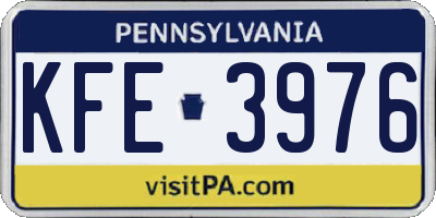 PA license plate KFE3976