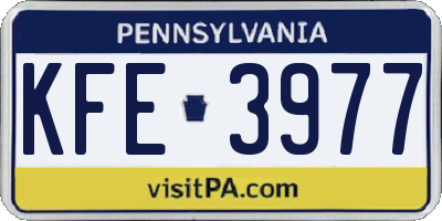 PA license plate KFE3977