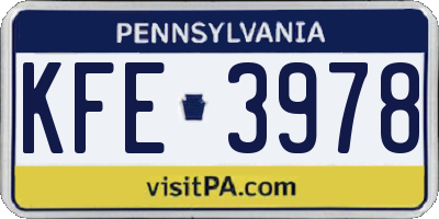 PA license plate KFE3978