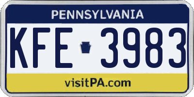 PA license plate KFE3983