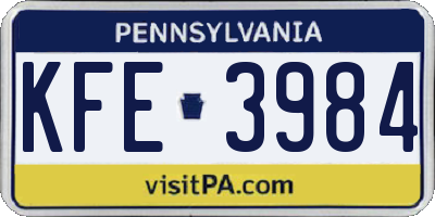 PA license plate KFE3984