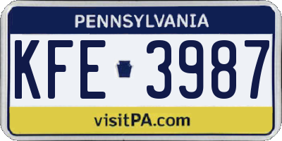 PA license plate KFE3987
