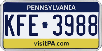 PA license plate KFE3988