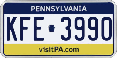 PA license plate KFE3990