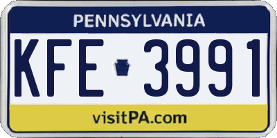 PA license plate KFE3991