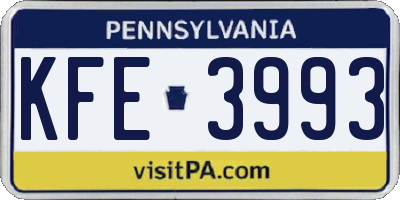 PA license plate KFE3993