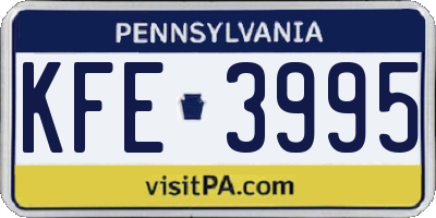 PA license plate KFE3995