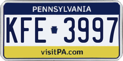 PA license plate KFE3997