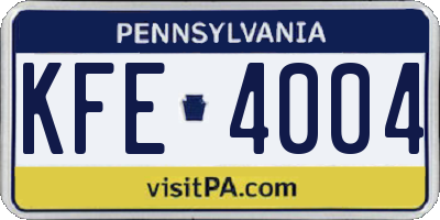 PA license plate KFE4004
