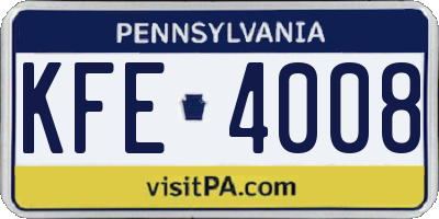 PA license plate KFE4008