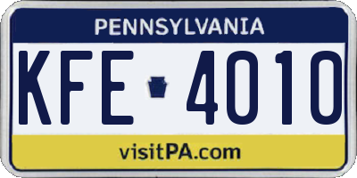 PA license plate KFE4010