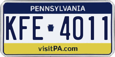 PA license plate KFE4011