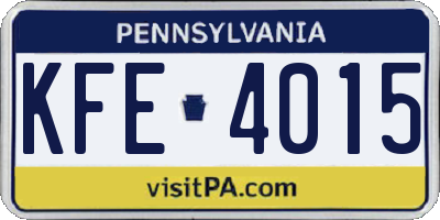 PA license plate KFE4015