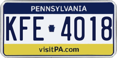 PA license plate KFE4018