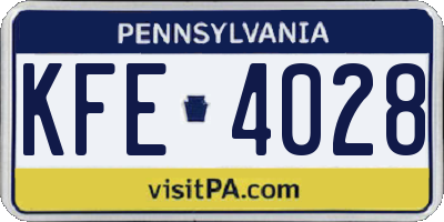 PA license plate KFE4028