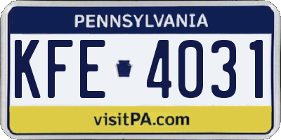 PA license plate KFE4031