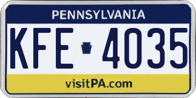 PA license plate KFE4035