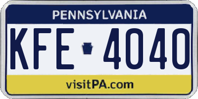 PA license plate KFE4040