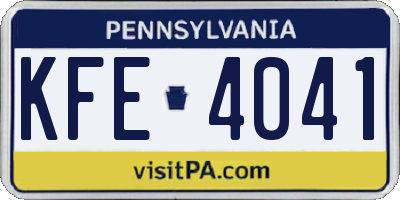 PA license plate KFE4041