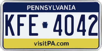 PA license plate KFE4042