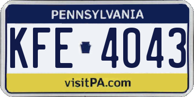 PA license plate KFE4043