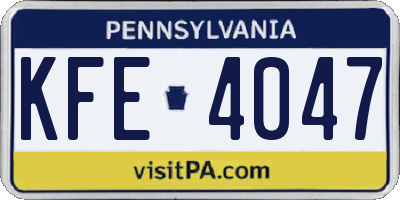 PA license plate KFE4047