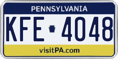 PA license plate KFE4048