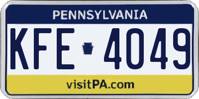 PA license plate KFE4049