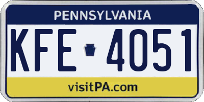 PA license plate KFE4051