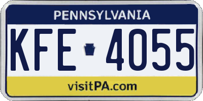 PA license plate KFE4055