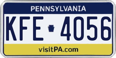 PA license plate KFE4056