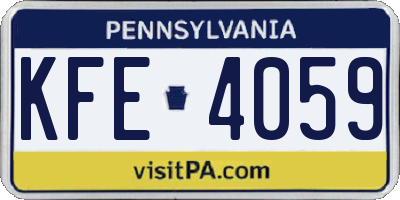 PA license plate KFE4059