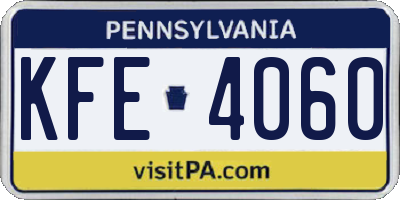 PA license plate KFE4060