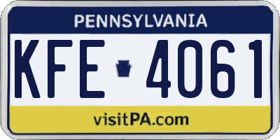 PA license plate KFE4061