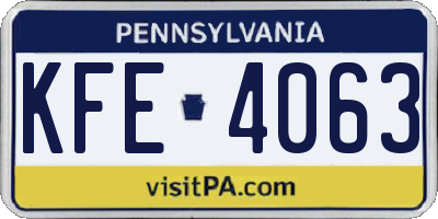 PA license plate KFE4063