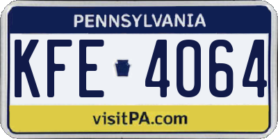 PA license plate KFE4064