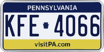 PA license plate KFE4066