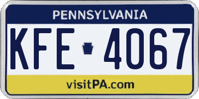 PA license plate KFE4067
