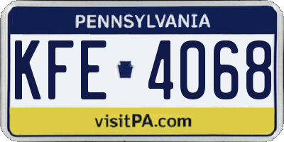 PA license plate KFE4068
