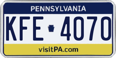 PA license plate KFE4070