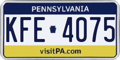 PA license plate KFE4075