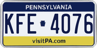 PA license plate KFE4076
