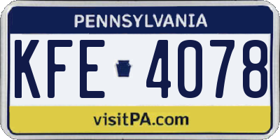 PA license plate KFE4078