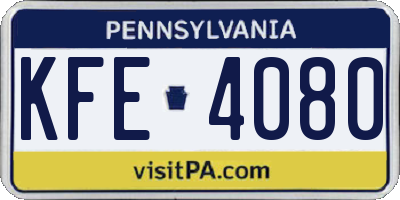 PA license plate KFE4080