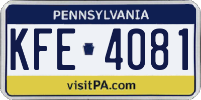PA license plate KFE4081