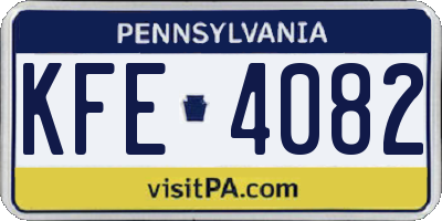 PA license plate KFE4082