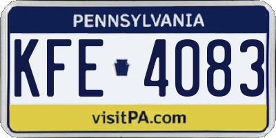 PA license plate KFE4083