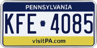 PA license plate KFE4085