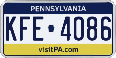 PA license plate KFE4086