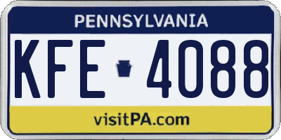 PA license plate KFE4088